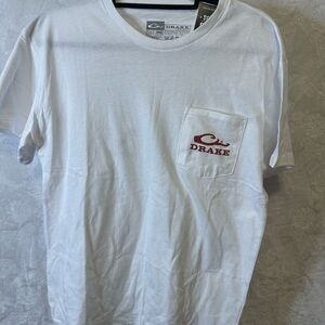Drake White Short Sleeve Tee with Red Logo